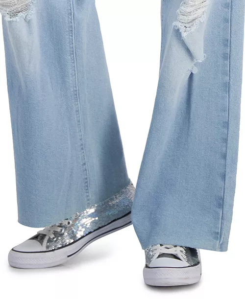 Celebrity Pink Juniors' High Rise Wide Leg Frayed Hem Jeans