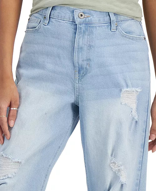 Celebrity Pink Juniors' High Rise Wide Leg Frayed Hem Jeans